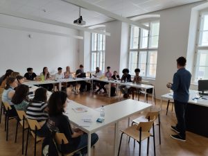 Classroom with students participating in the workshop